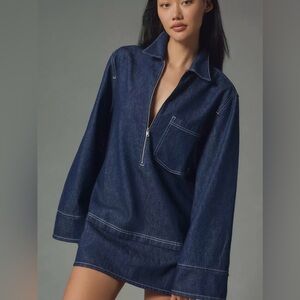Pilcro Denim Mini Dress with Zipper
